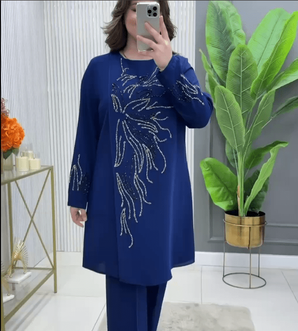 Ensemble Pierre Silicone en Tissu Crêpe - Oubella Fashion