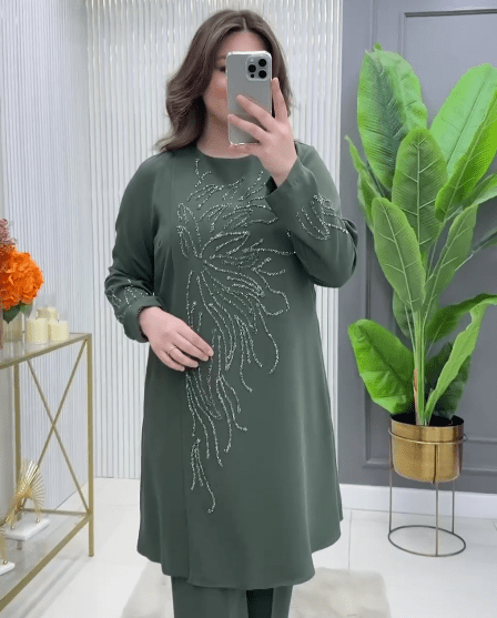 Ensemble Pierre Silicone en Tissu Crêpe - Oubella Fashion