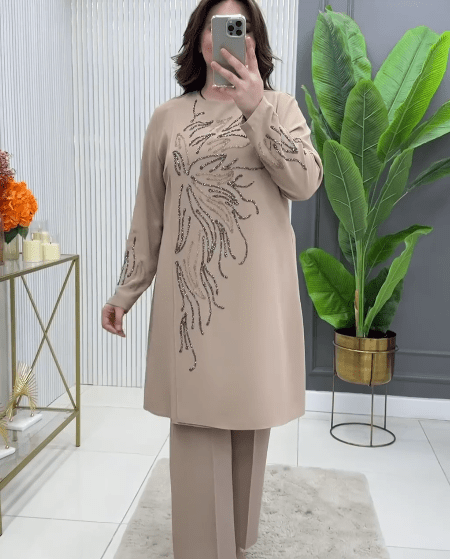 Ensemble Pierre Silicone en Tissu Crêpe - Oubella Fashion