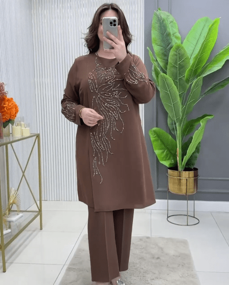 Ensemble Pierre Silicone en Tissu Crêpe - Oubella Fashion