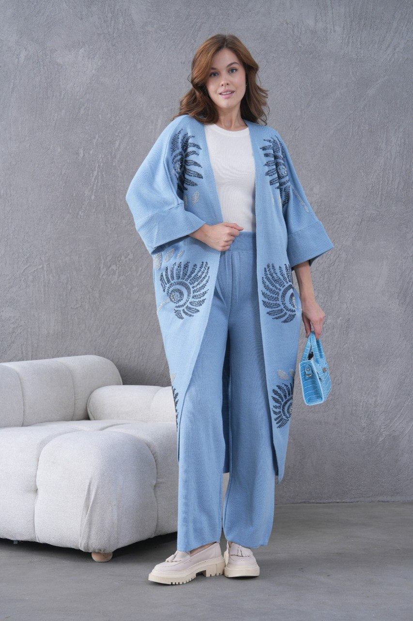 💙 Salyangoz Desenli Triko Takım