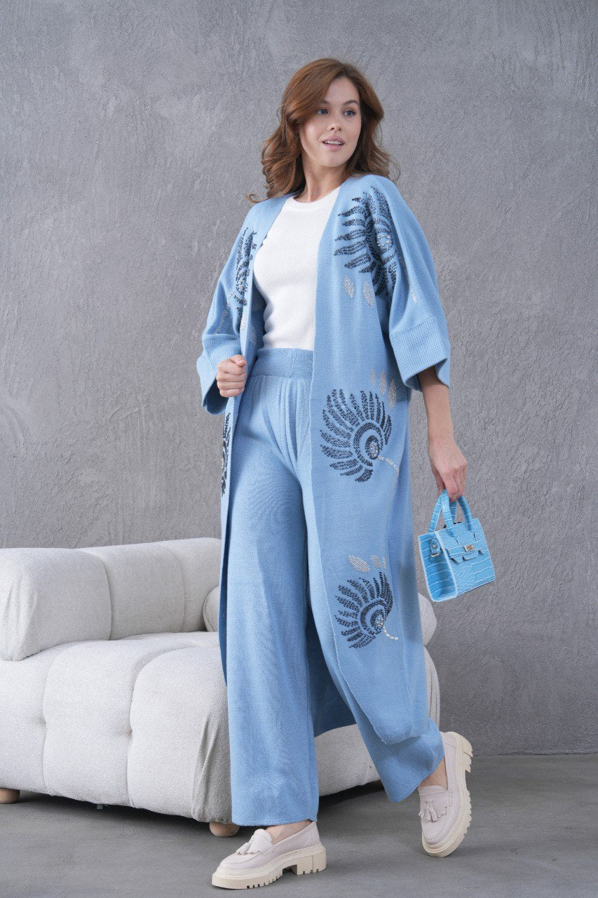 💙 Salyangoz Desenli Triko Takım