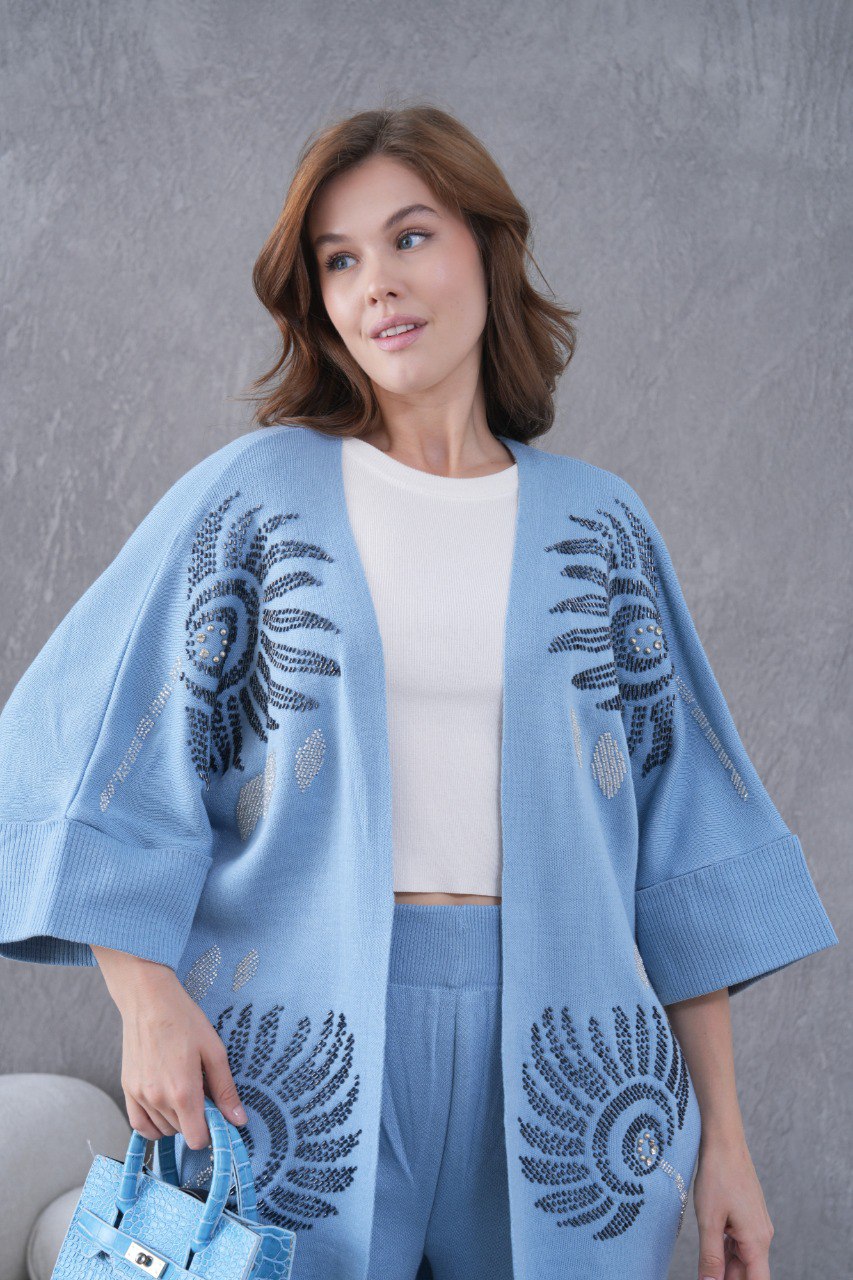 💙 Salyangoz Desenli Triko Takım