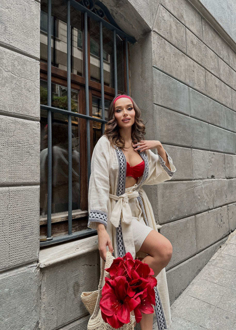 Kimono Long en Gaze de Coton