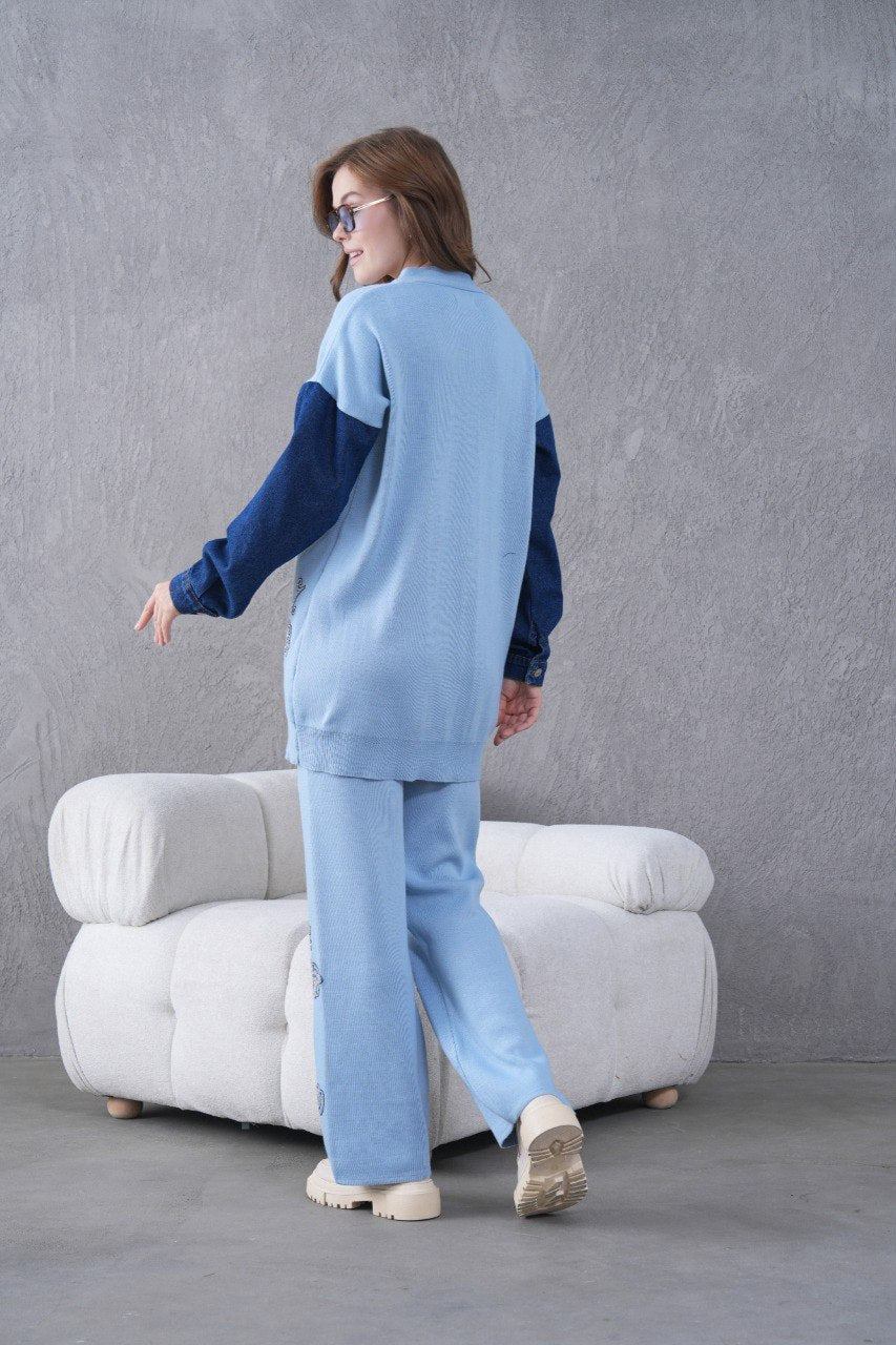 🌸 Çiçek Desenli Triko Takım