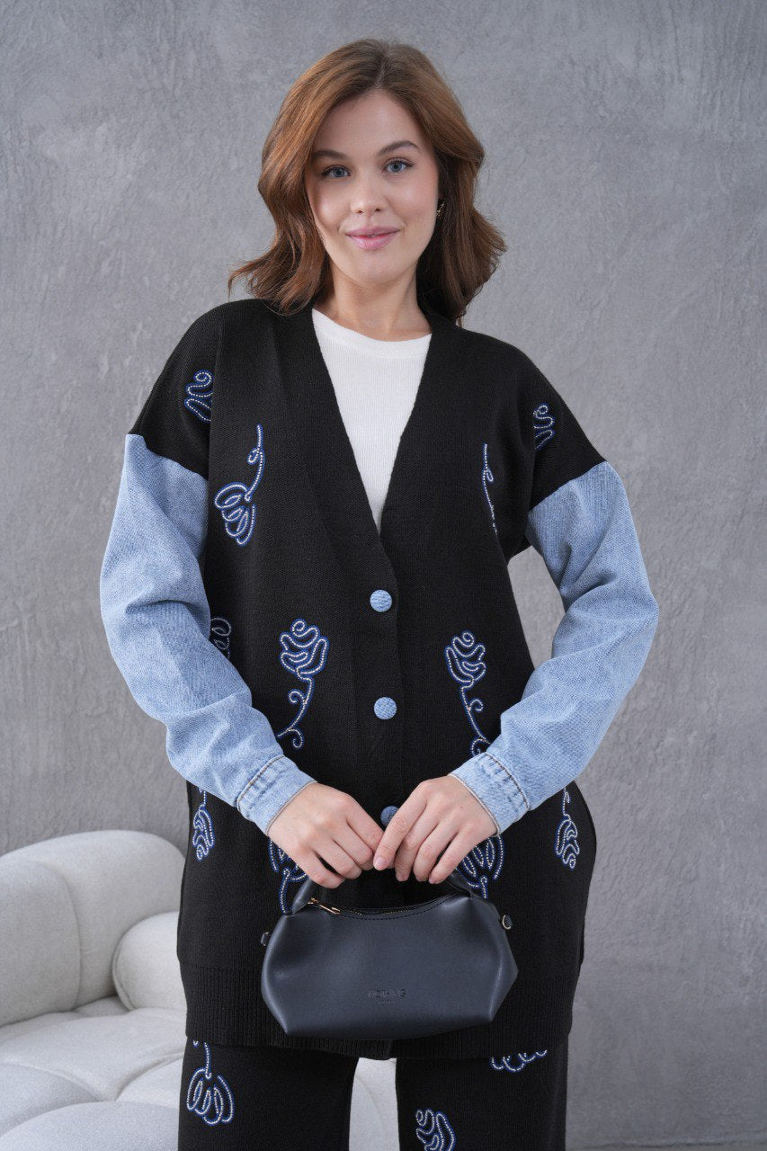 🌸 Çiçek Desenli Triko Takım