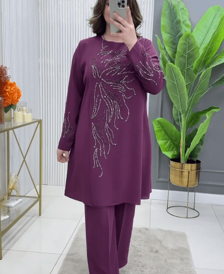 Ensemble Pierre Silicone en Tissu Crêpe - Oubella Fashion